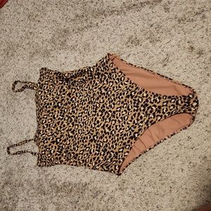 Aerie American Eagle One Piece Leopard Swimsuit Large